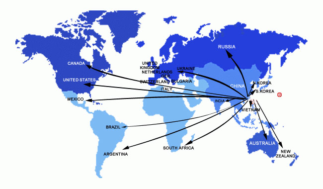 紐厄爾國外銷售網絡